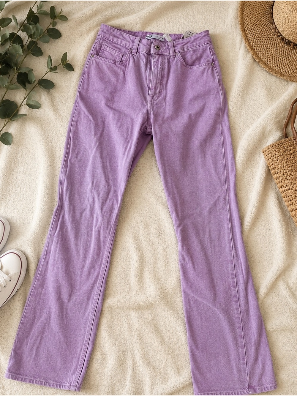 Zara Straight-Leg Jeans in Lavender